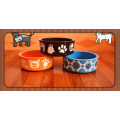 Haonai eco-friendly 6 inch customized decal printed stoneware crock dog dish dog bowl